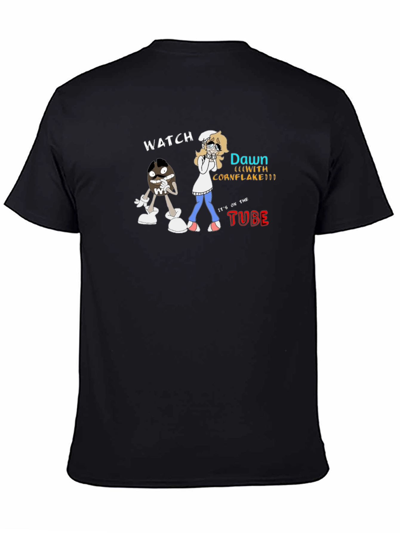 Black Watch Dawn (with Cornflake) T-Shirt - Funny Cartoon Tee view 4