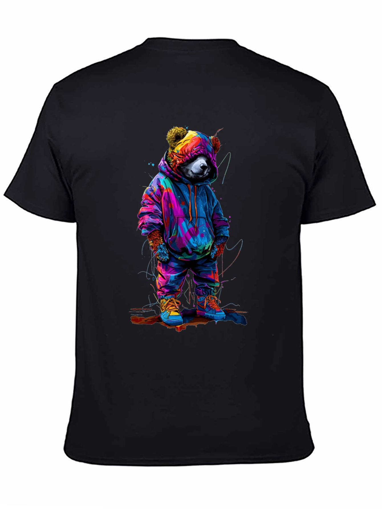 Black Cool Bear Graphic Tee - Trendy Streetwear view 4