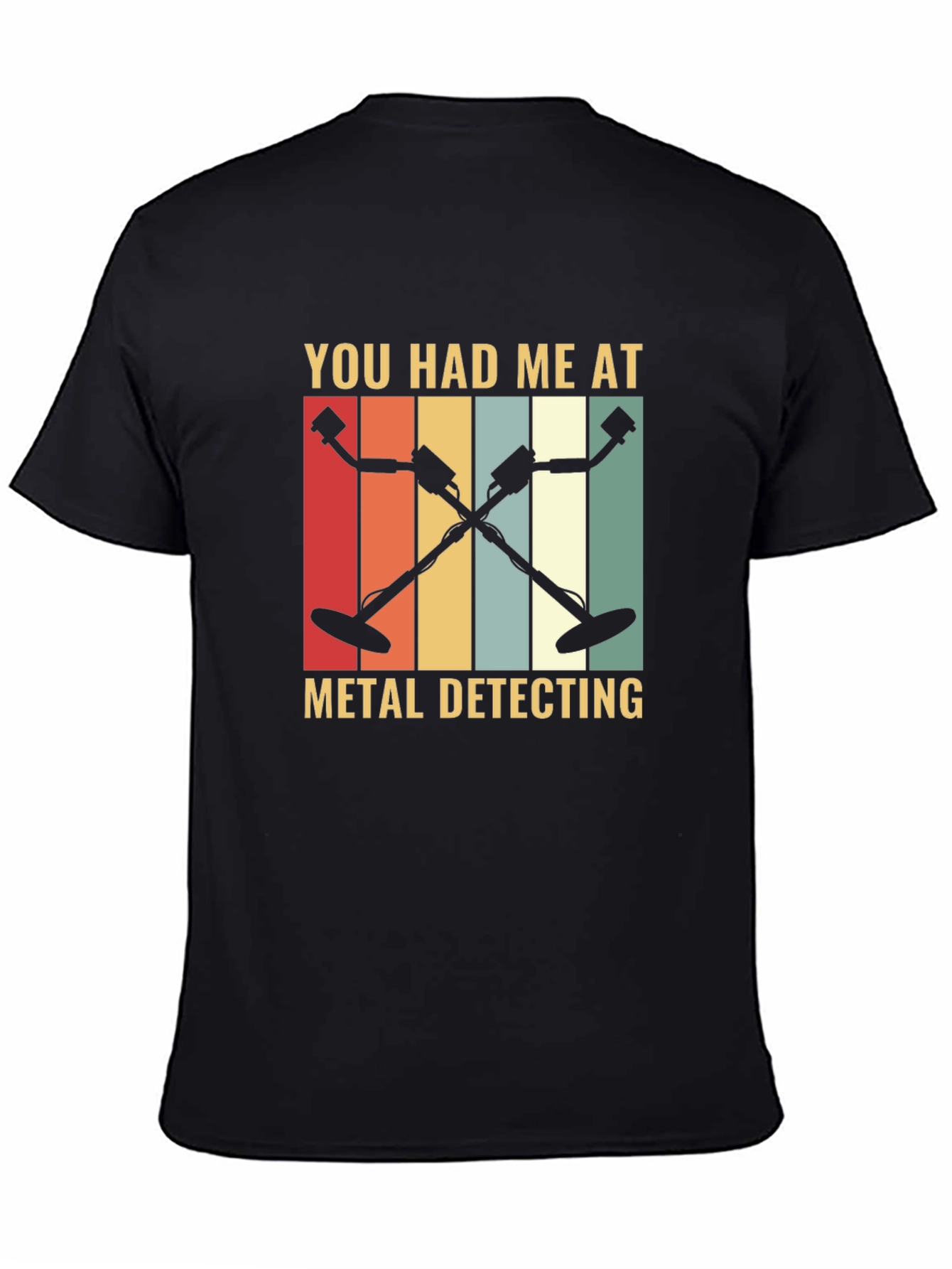Black Metal Detecting Graphic Tee - Retro Hobby Shirt view 4