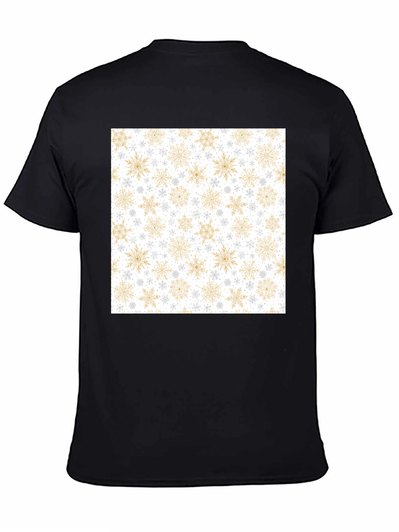 Snowflake Pattern Black T-Shirt - 4