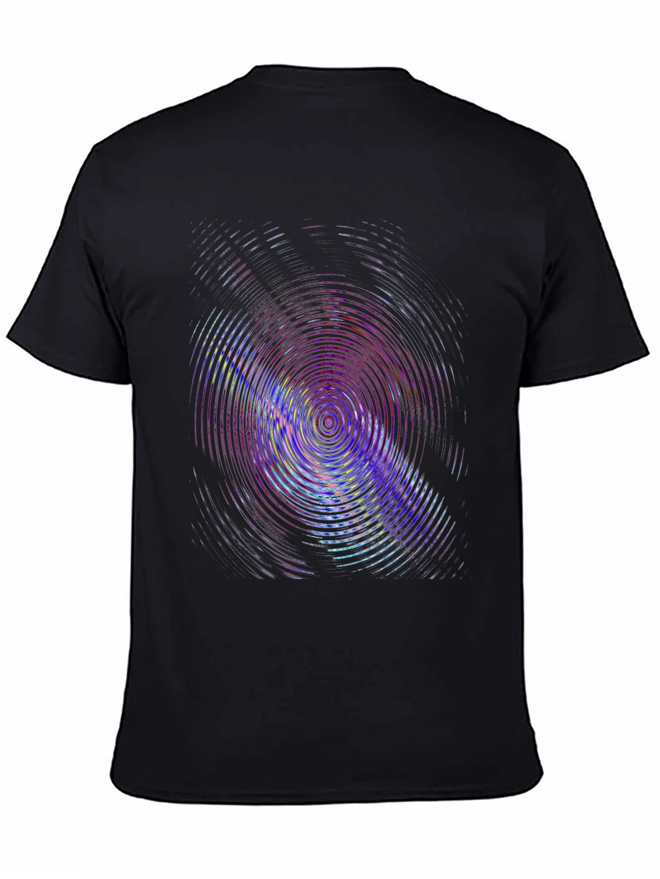Black Vibrant Ripple Effect Black T-Shirt view 4