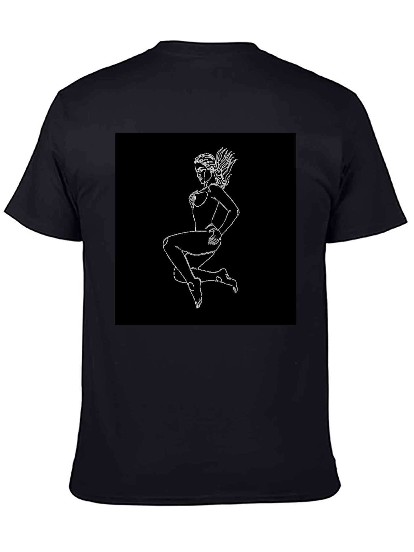 Black Black T-Shirt with Graphic Print - Woman Outline view 4