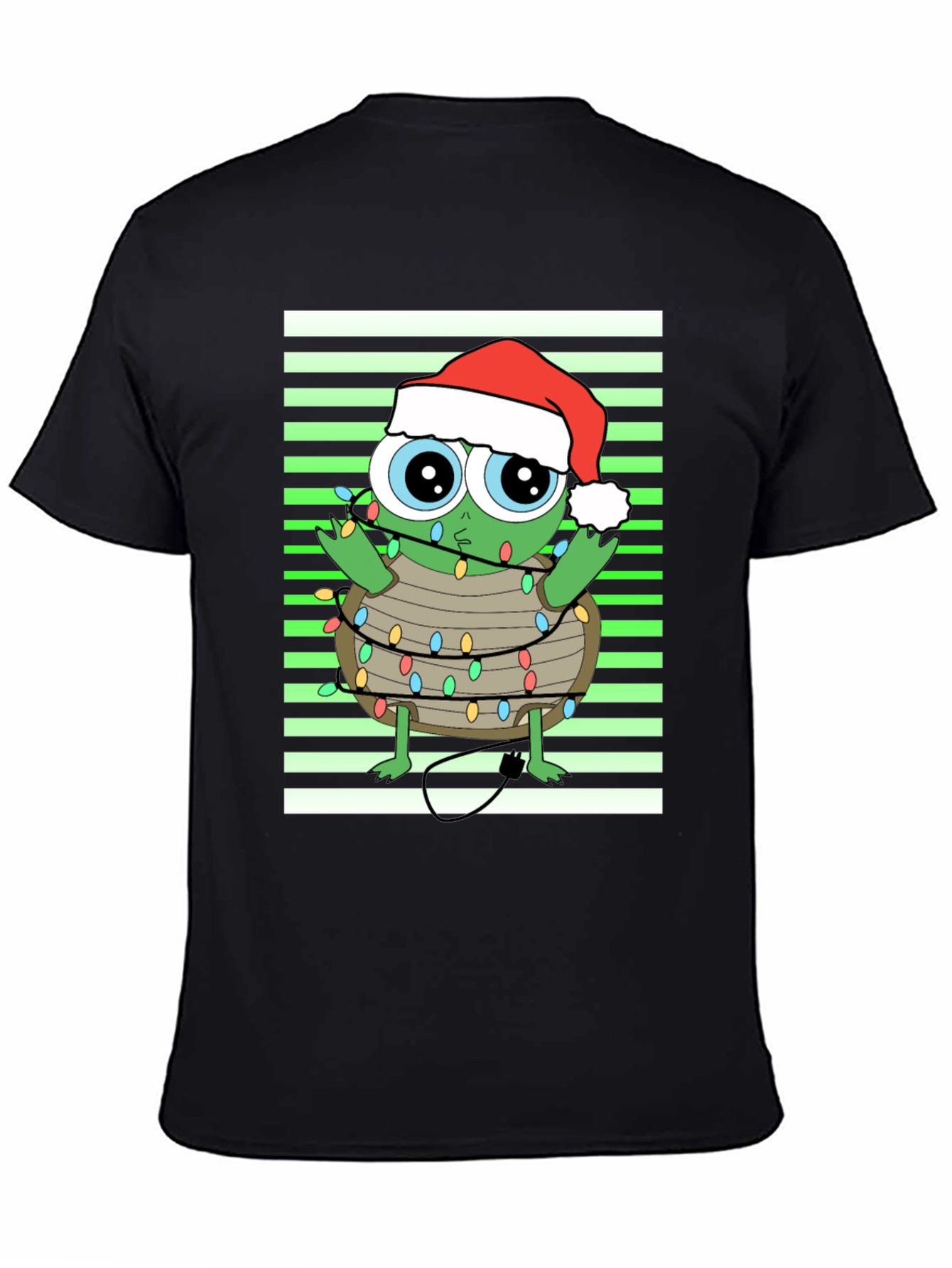 Black Christmas Turtle in Lights Graphic Tee view 4