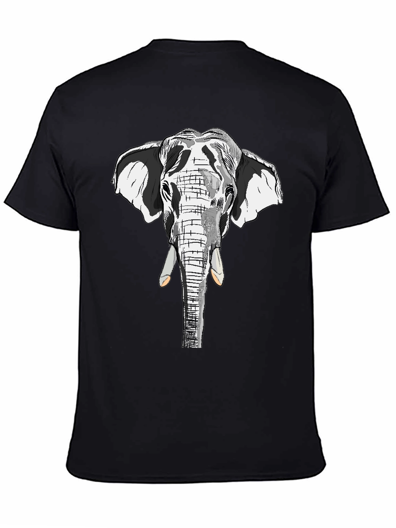 Black Elephant Graphic Print Black Cotton Tee view 4
