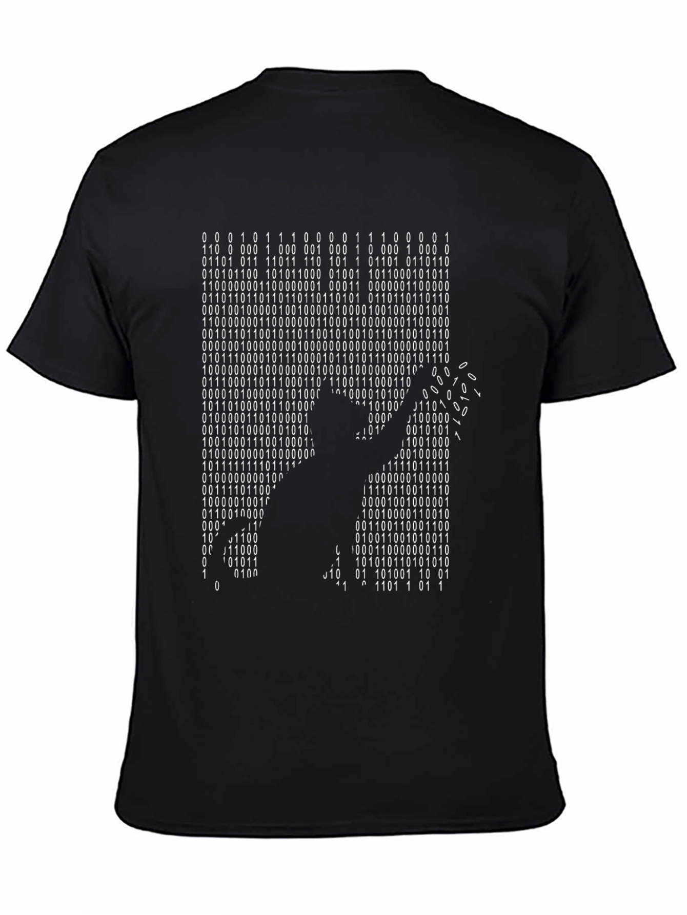 Black Binary Code Silhouette T-Shirt - Hacker Style view 4