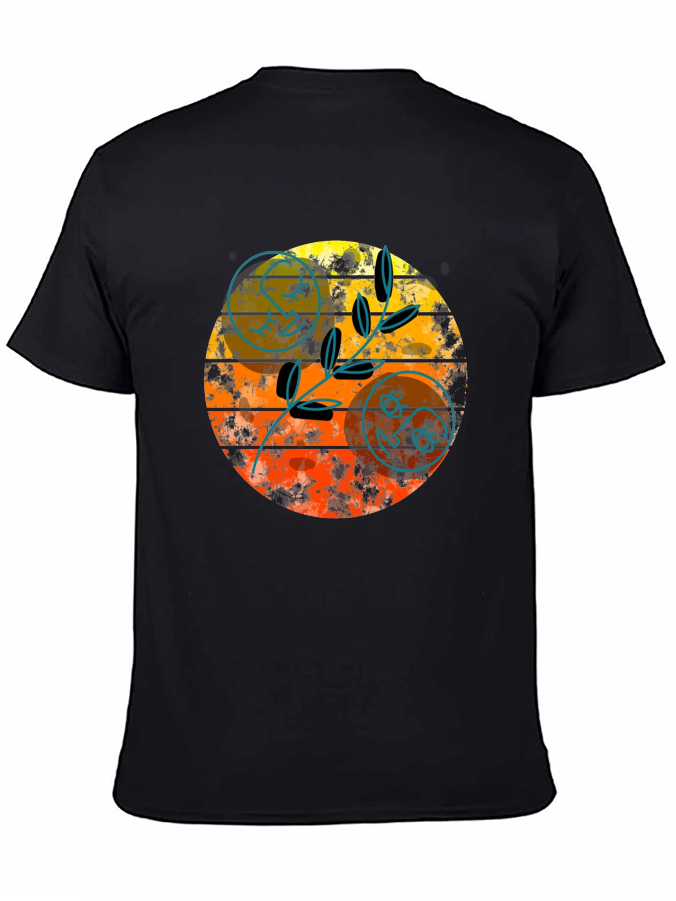 Black Retro Sunset Graphic Tee - Stylish Black T-Shirt view 4