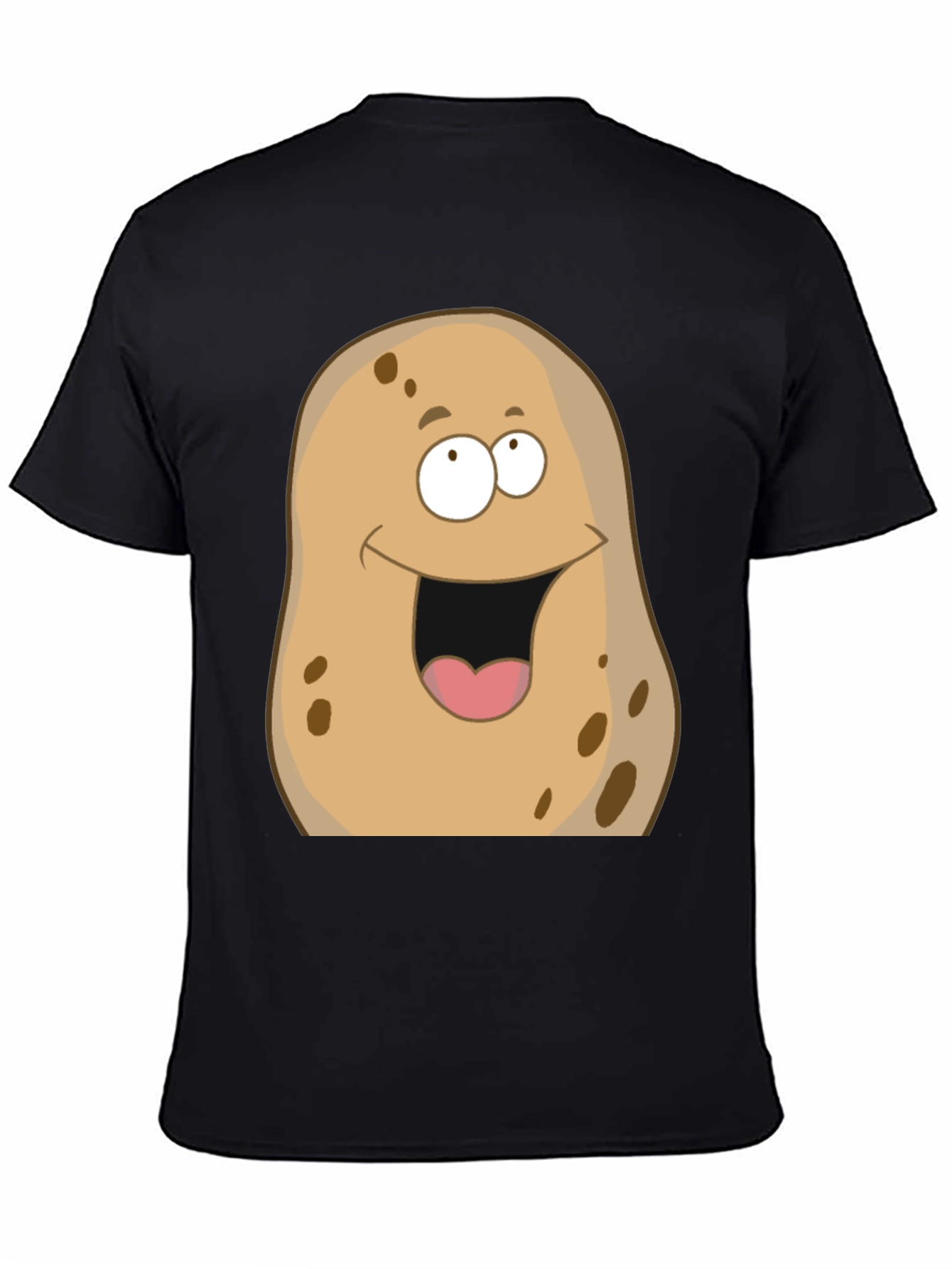 Black Funny Potato Graphic T-Shirt - Unisex Black Tee view 4