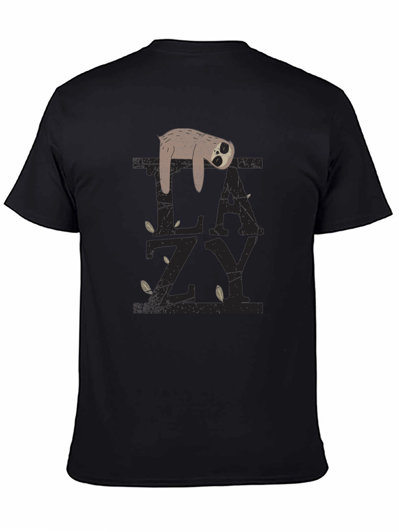 Black Lazy Sloth Graphic Tee - Relaxed Fit view 4