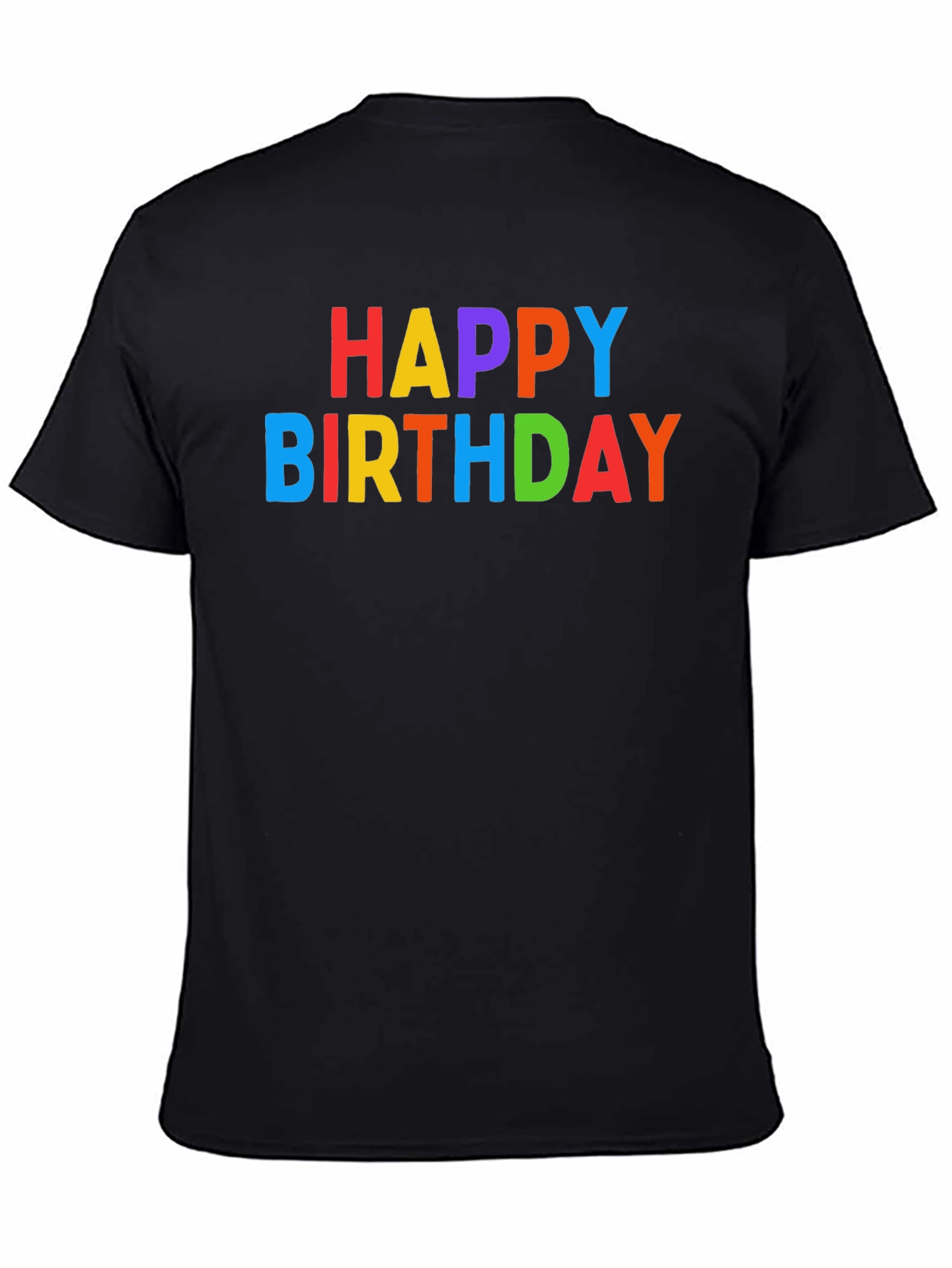 Black Happy Birthday Colorful Graphic Tee - Black view 4