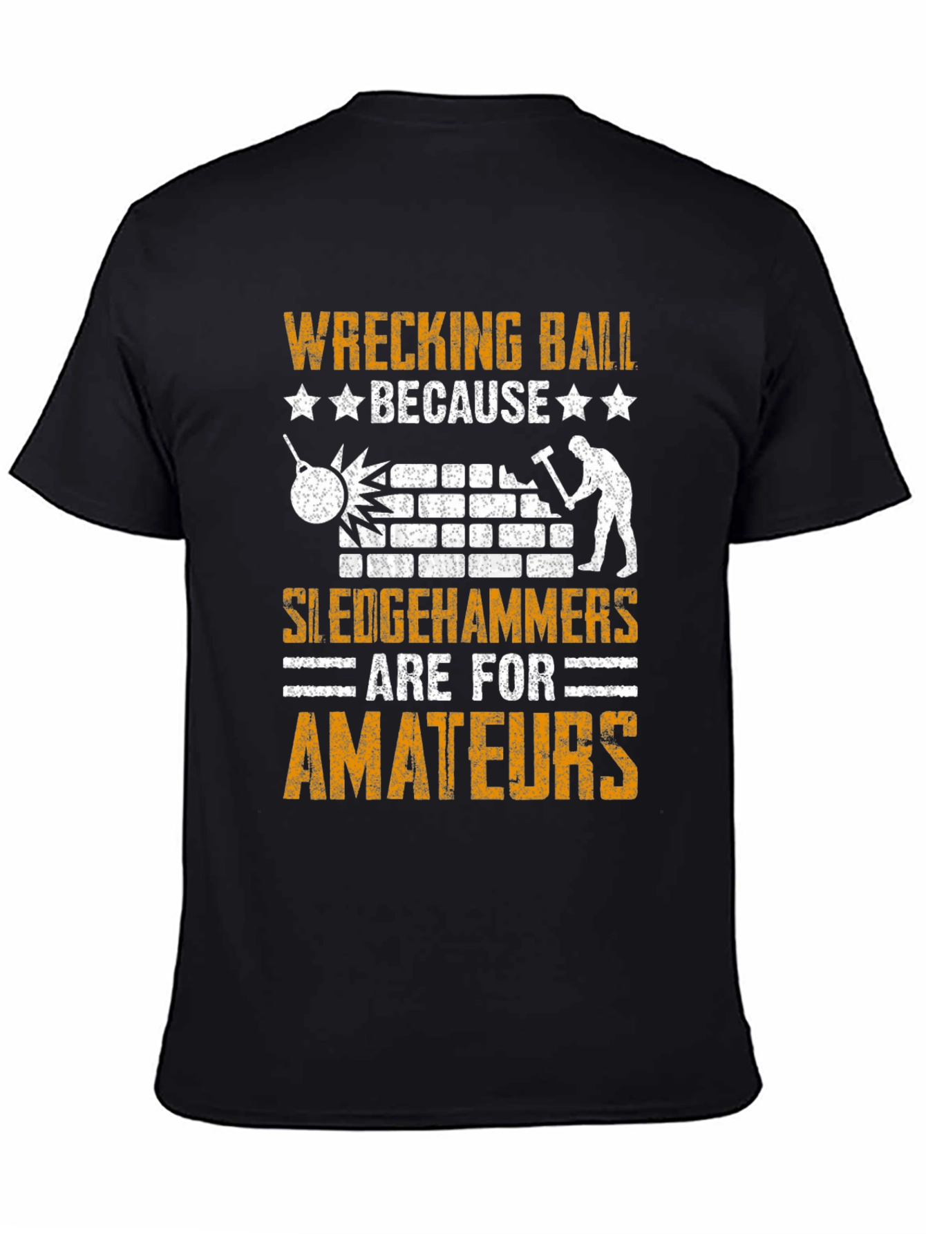 Black Wrecking Ball T-Shirt: Demolition Humor view 4