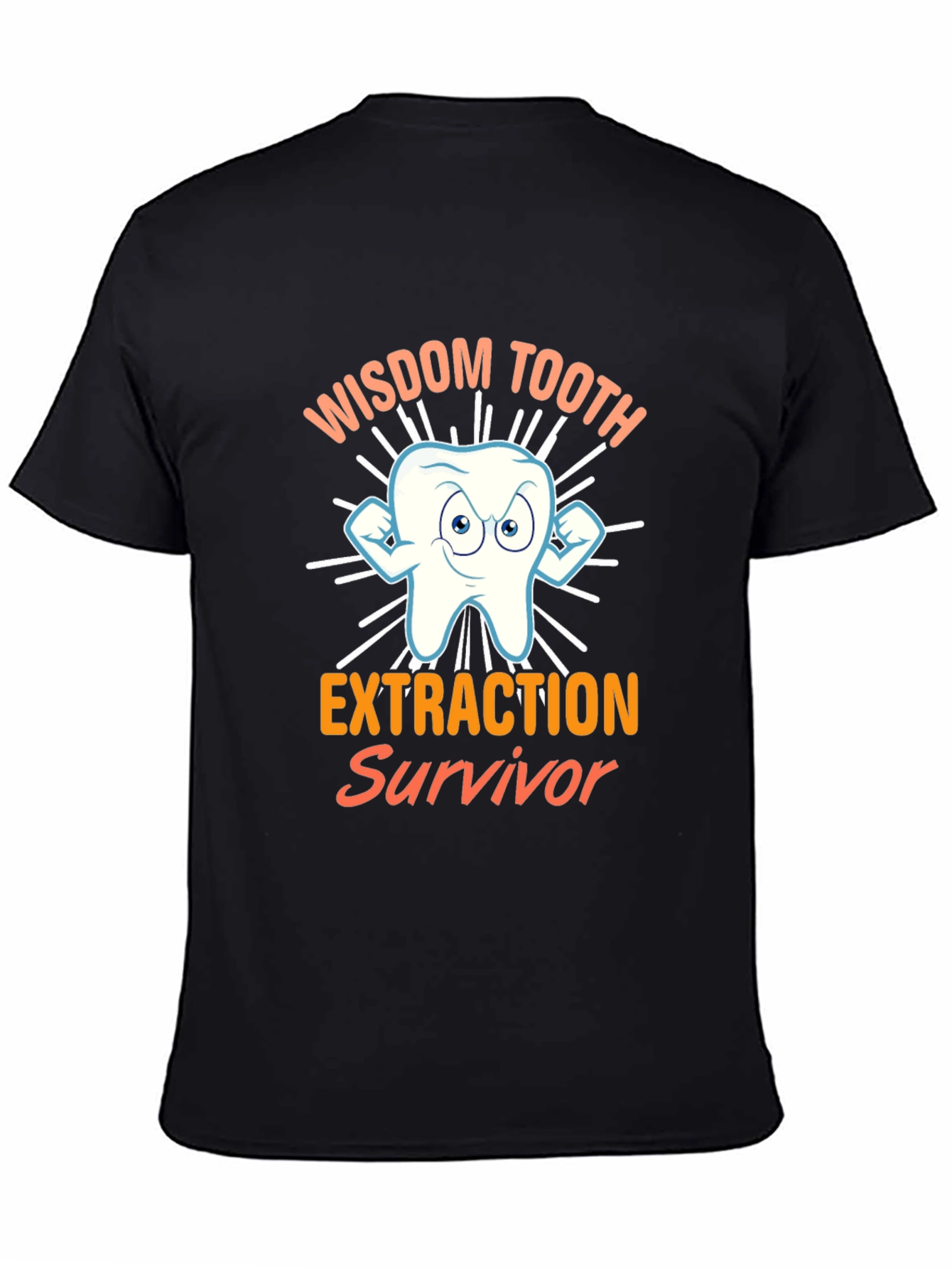 Black Wisdom Tooth Extraction Survivor T-Shirt Funny Dental Tee view 4