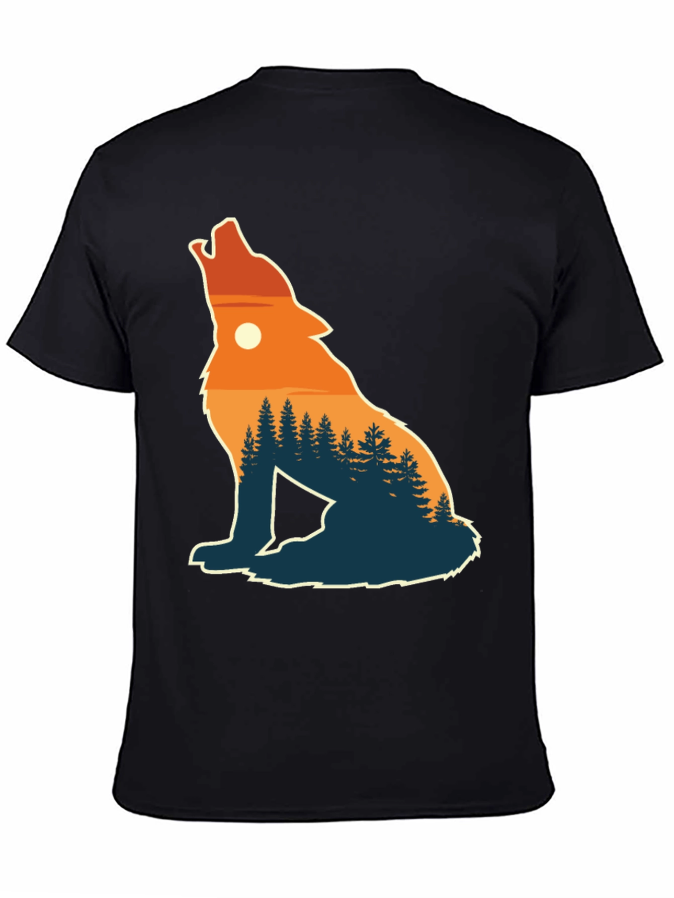 Black Wolf Silhouette Nature T-Shirt view 4