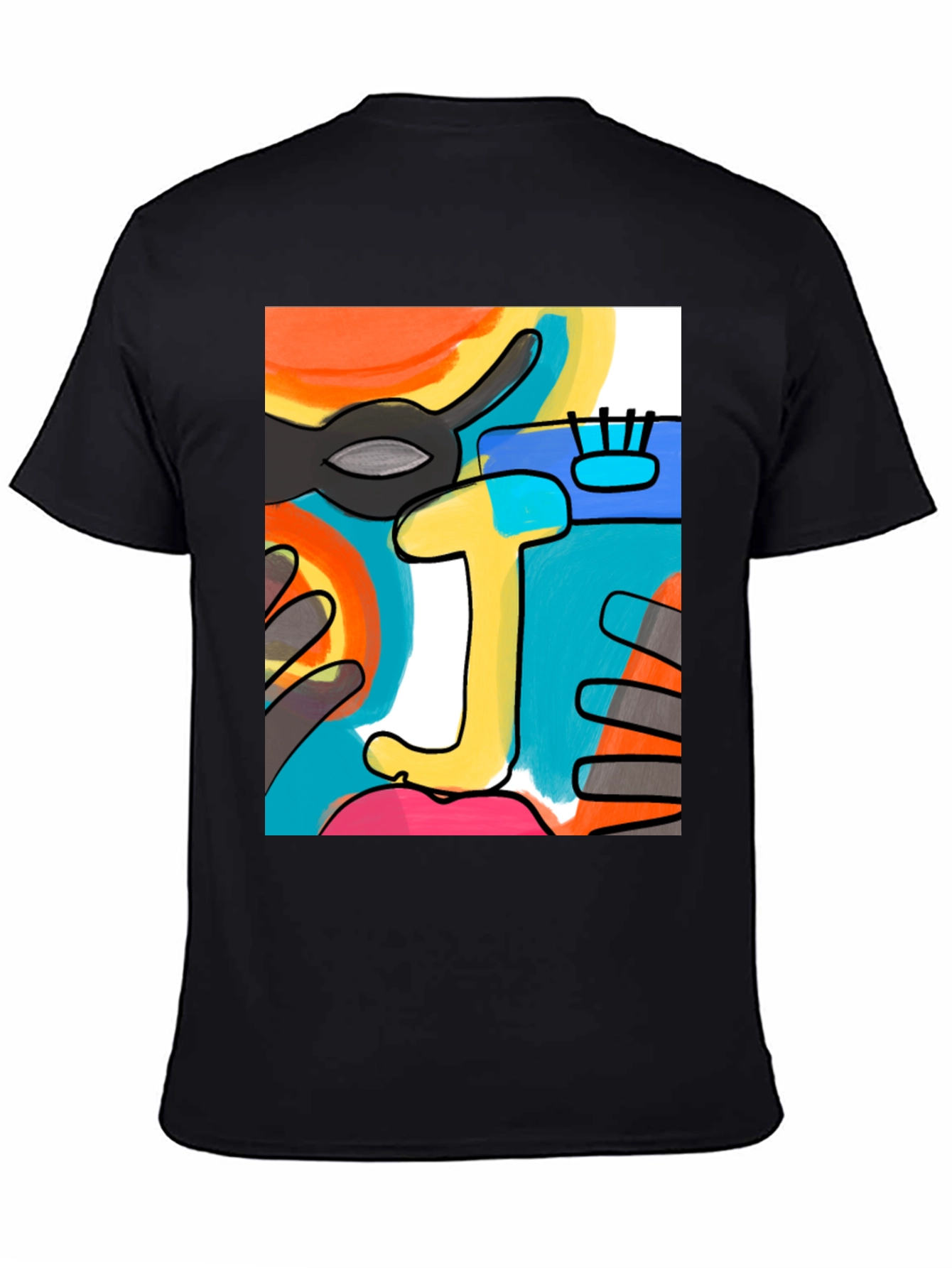 Black Abstract Art Graphic Tee view 4