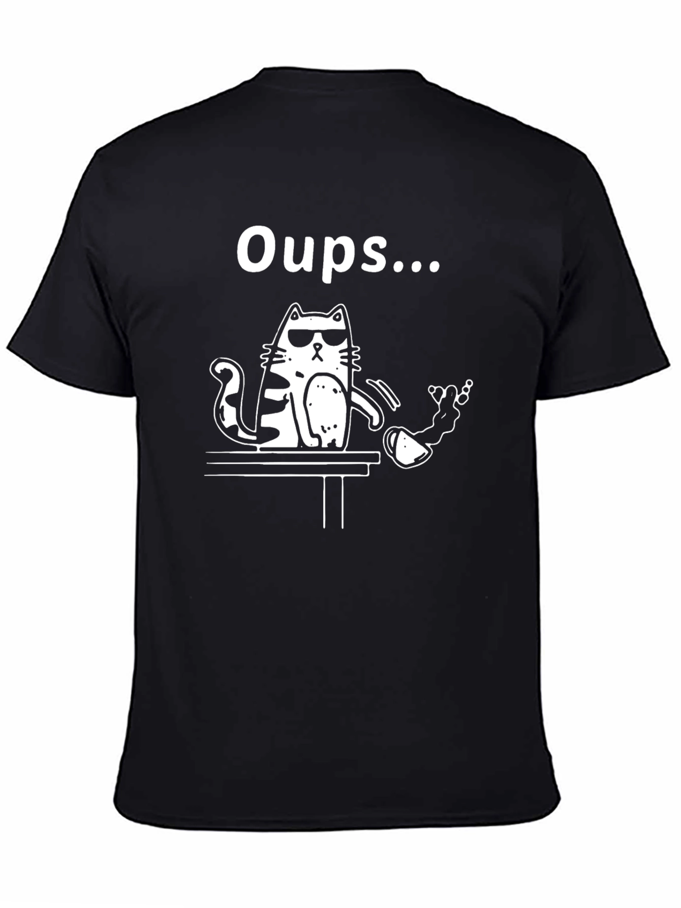 Black Oops Cat T-Shirt - Funny Graphic Tee for Cat Lovers view 4