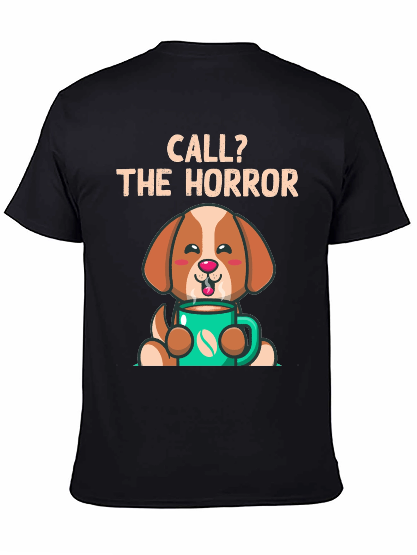 Black Call the Horror Coffee Dog T-Shirt view 4