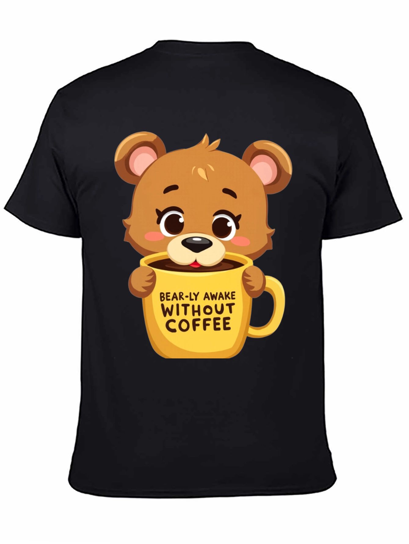 Black Bearly Awake Coffee T-Shirt view 4