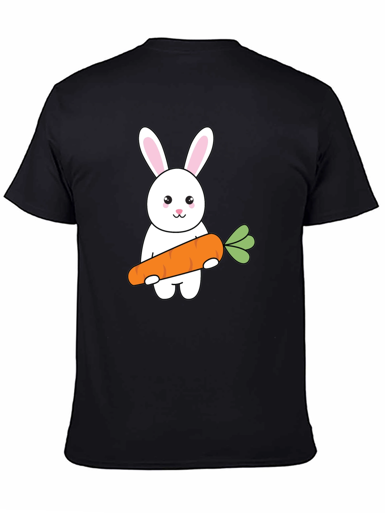 Black Bunny & Carrot Graphic Tee - Black Cotton T-Shirt view 4