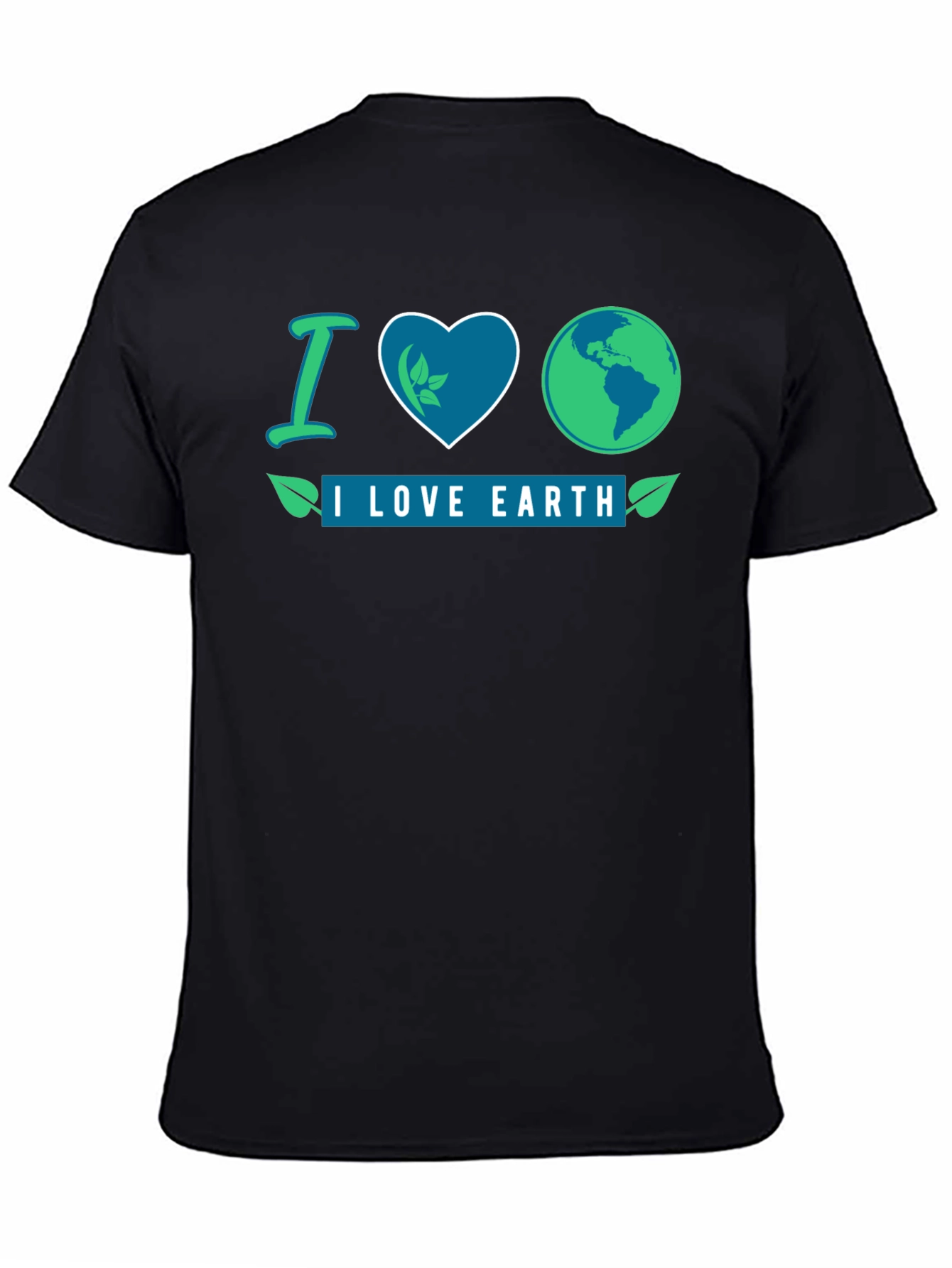 Black I Love Earth Black Graphic T-Shirt view 4