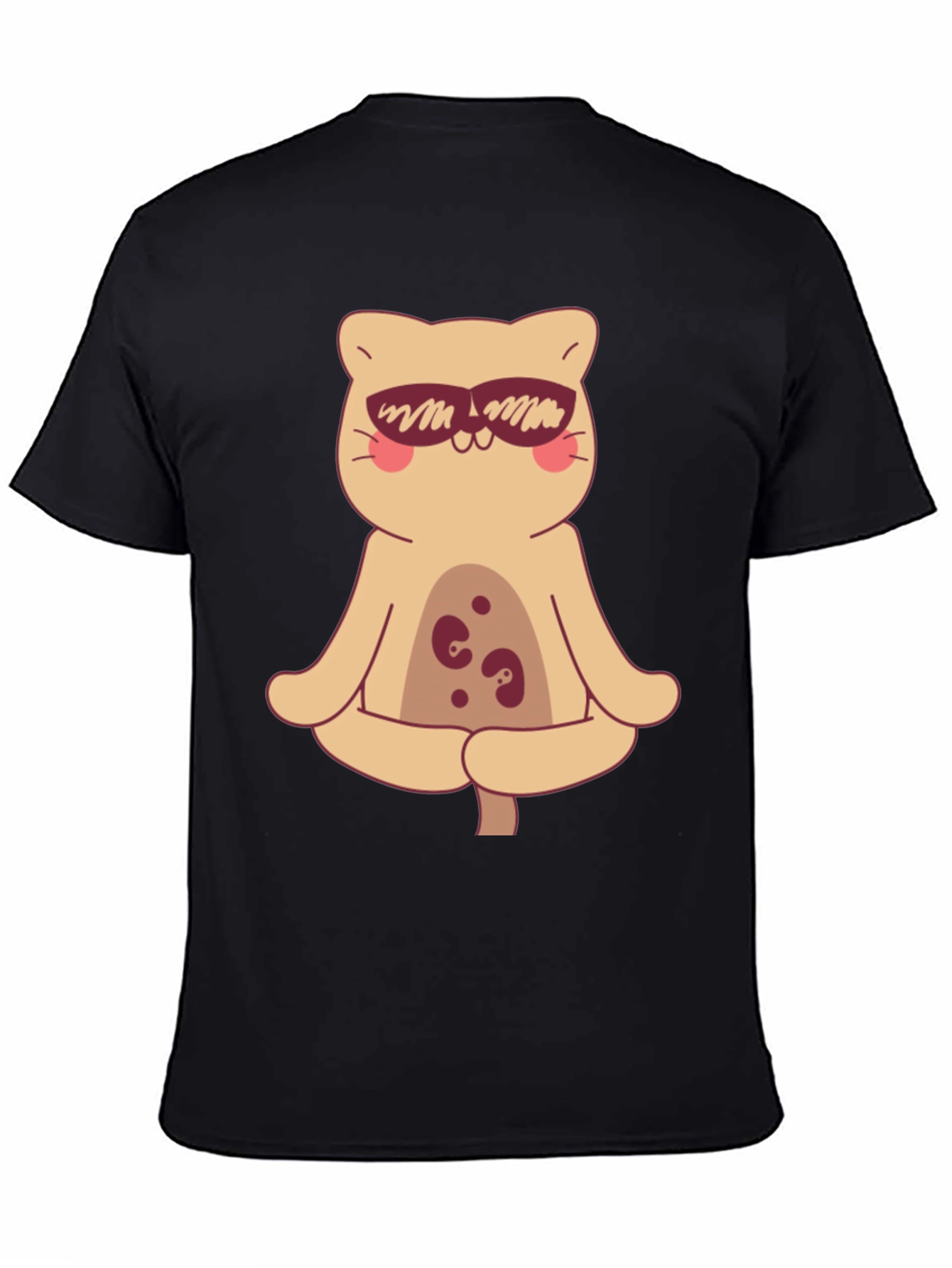 Black Cool Cat Meditating T-Shirt view 4