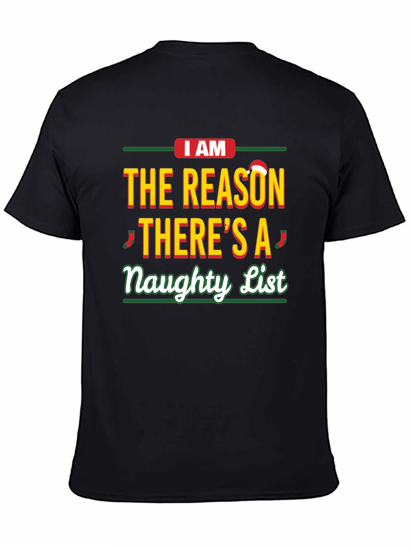 Black Naughty List Graphic T-Shirt - Funny Christmas Apparel view 4
