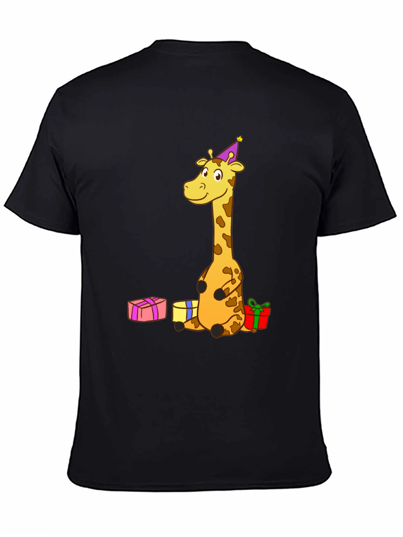 Black Giraffe Birthday T-Shirt - Fun Cartoon Tee view 4
