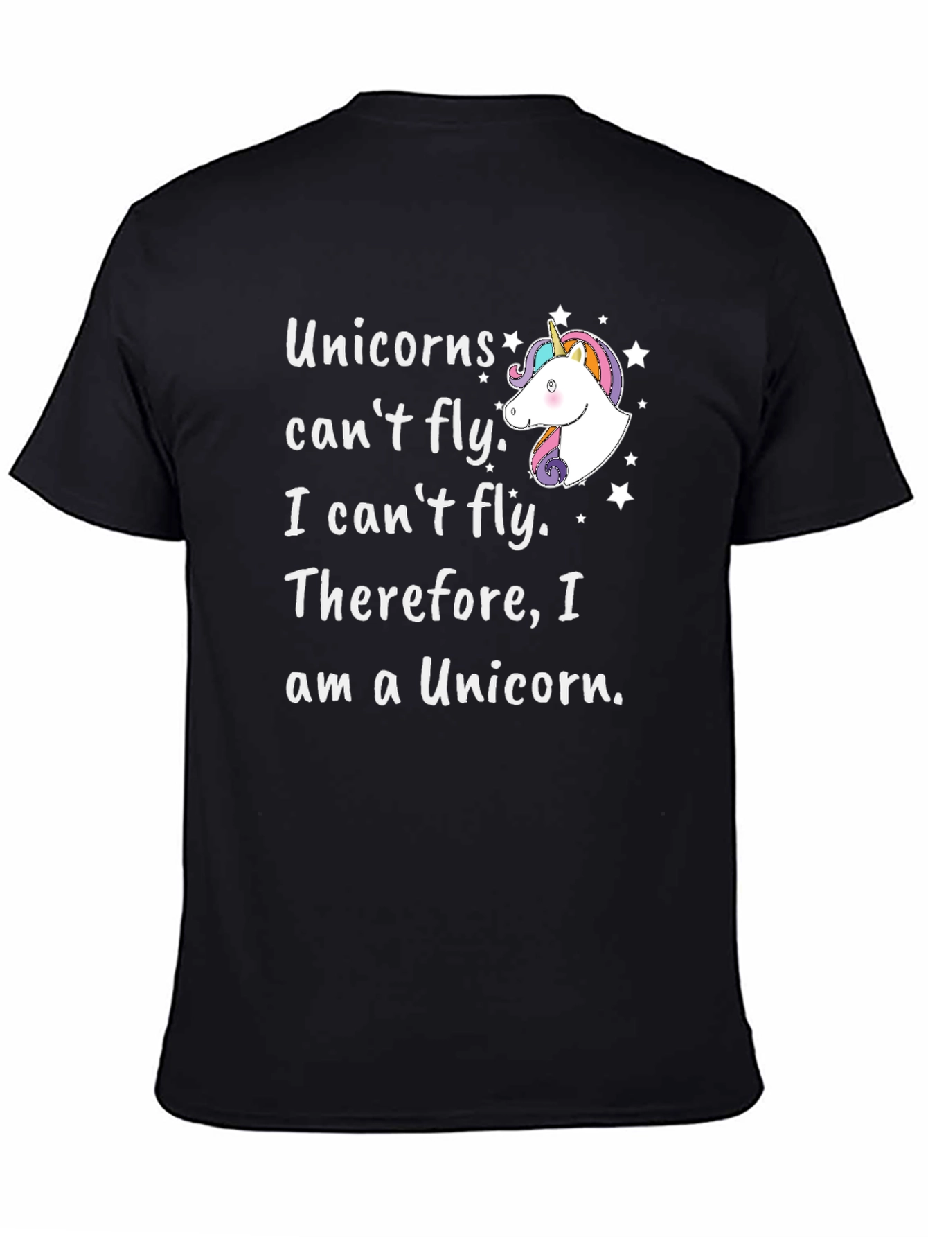 Black Unicorns Can't Fly Graphic T-Shirt view 4