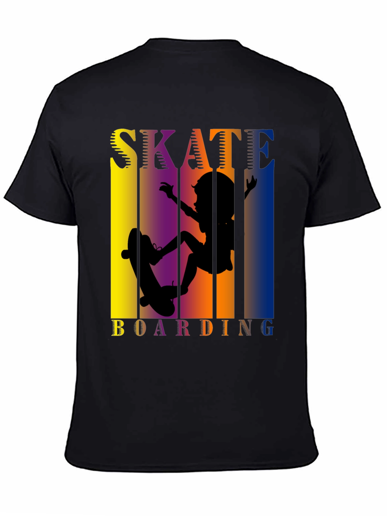 Black Skateboarding Graphic Tee - Cool Skater Design view 4