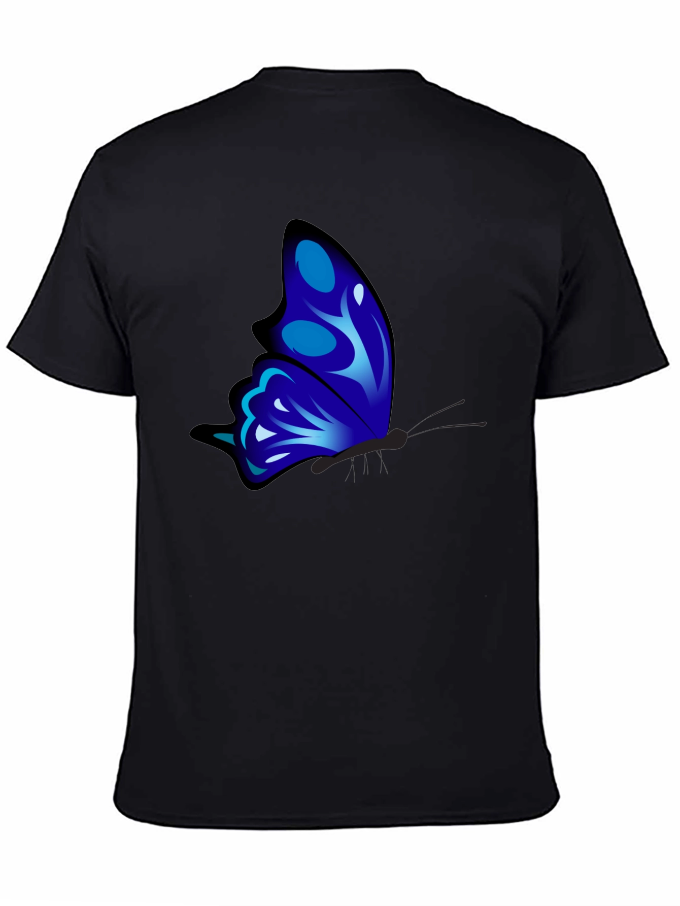 Black Blue Butterfly Graphic T-Shirt view 4