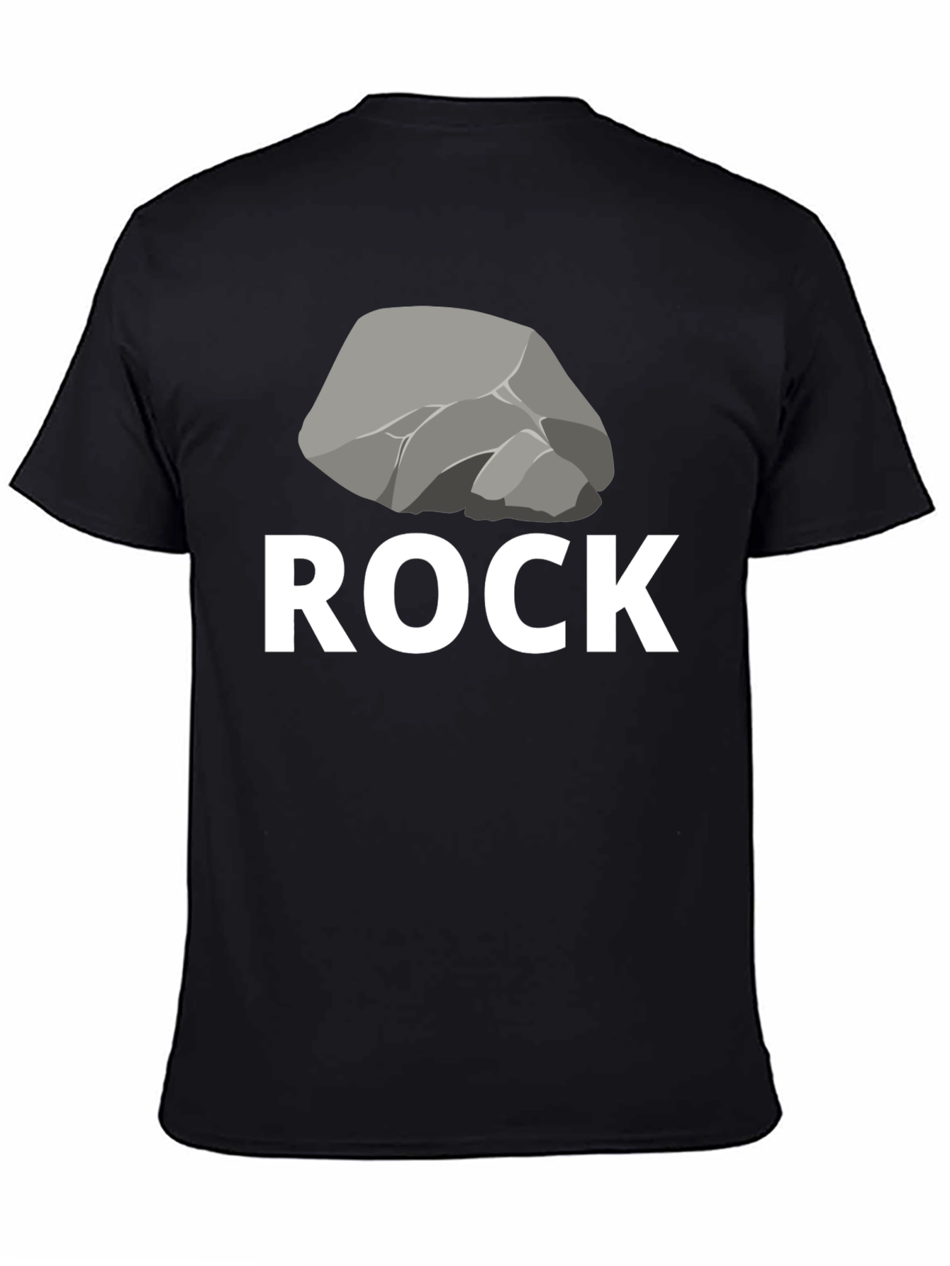 Black Humorous "Rock" Graphic Tee - Black Cotton Blend view 4
