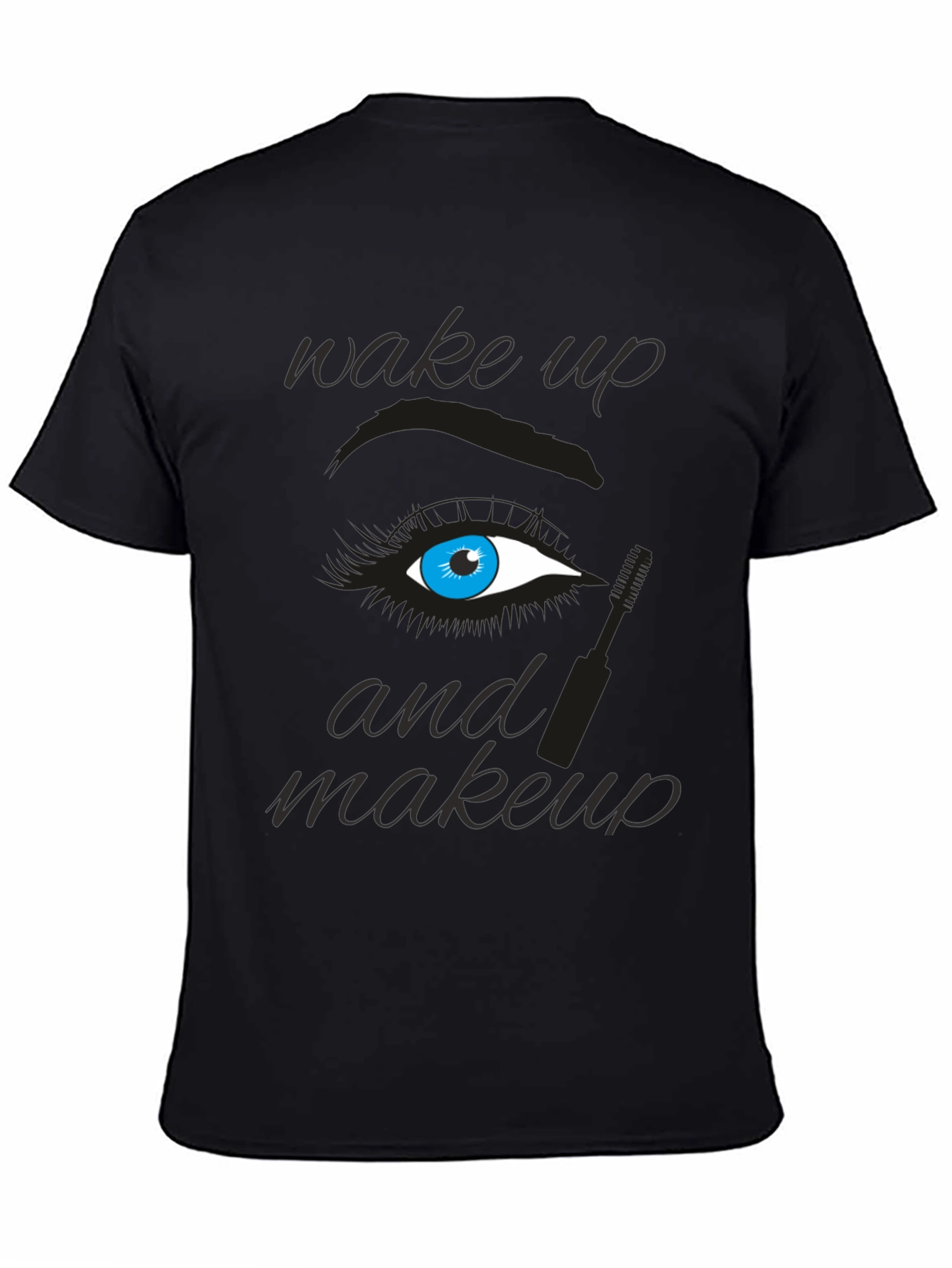 Black Wake Up and Makeup Graphic Tee view 4