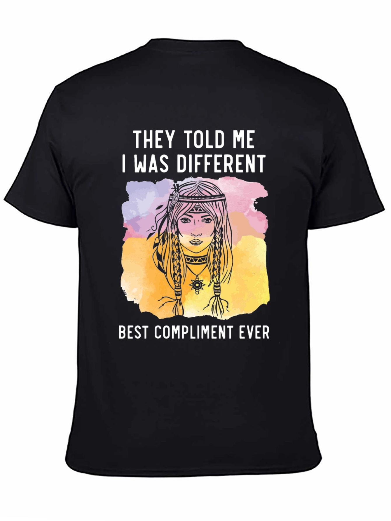 Black Unique Boho Style Graphic Tee - They Told Me I Was Different view 4
