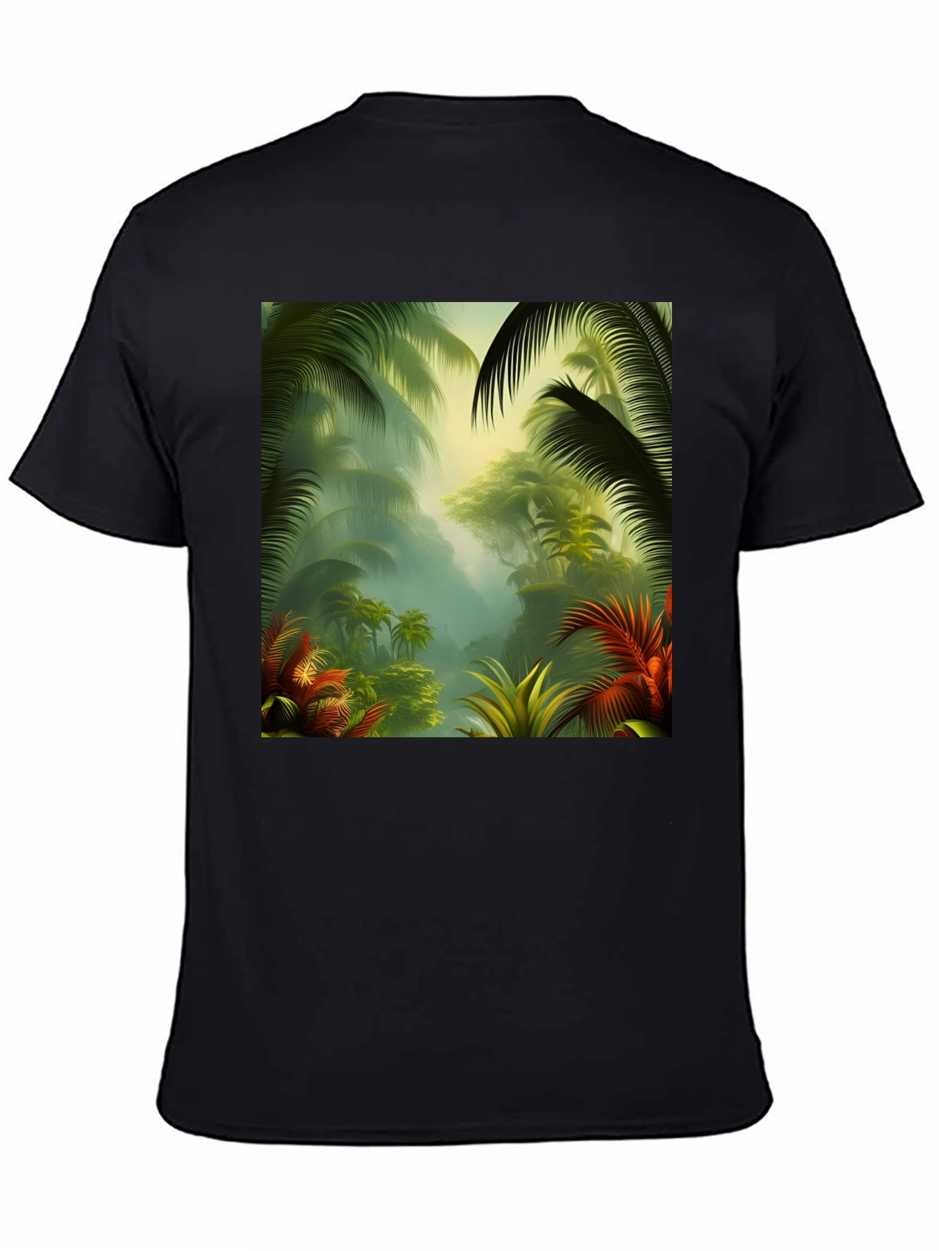 Black Tropical Jungle T-Shirt view 4