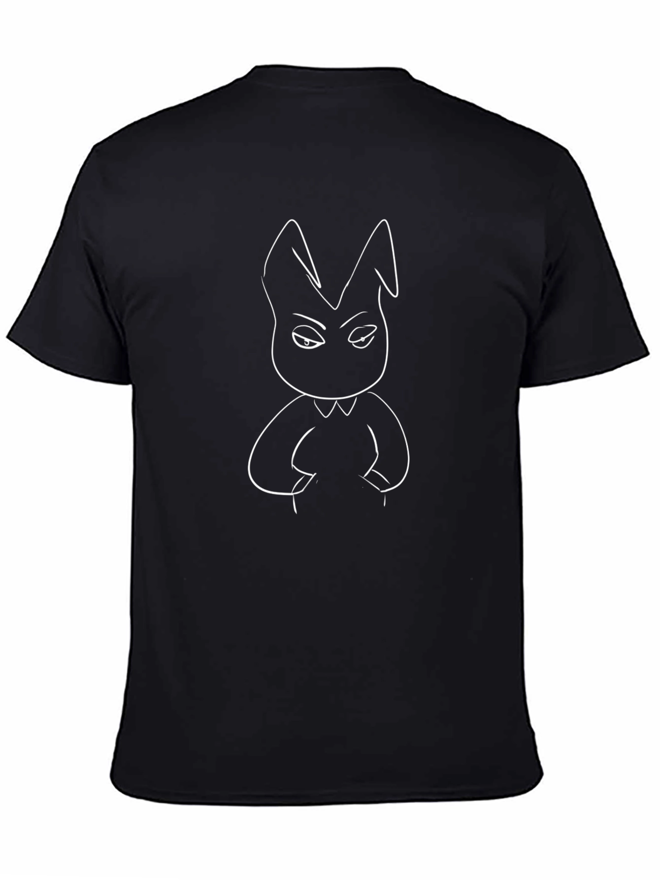 Men's Black T-Shirt with Cartoon Bunny Print - 4