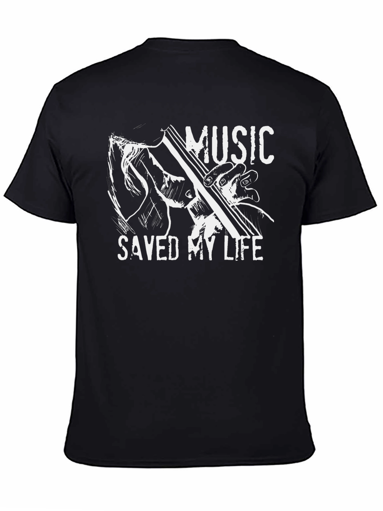 Black Music Saved My Life T-Shirt - Guitar Graphic Tee view 4