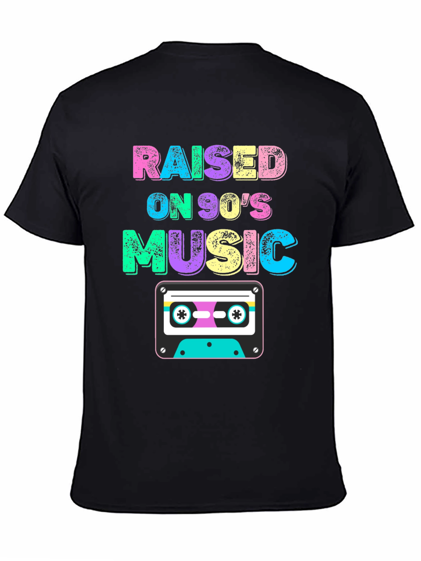 Black Raised on 90's Music Black T-Shirt view 4