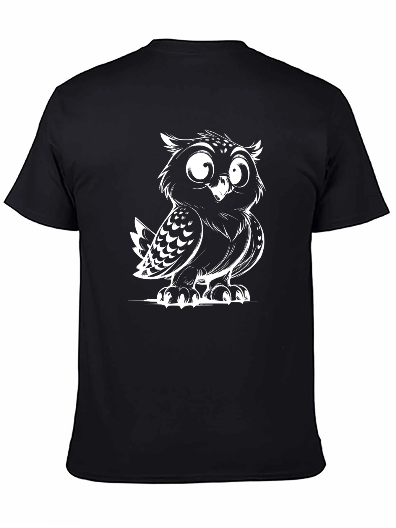 Black Cartoon Owl Black T-Shirt view 4