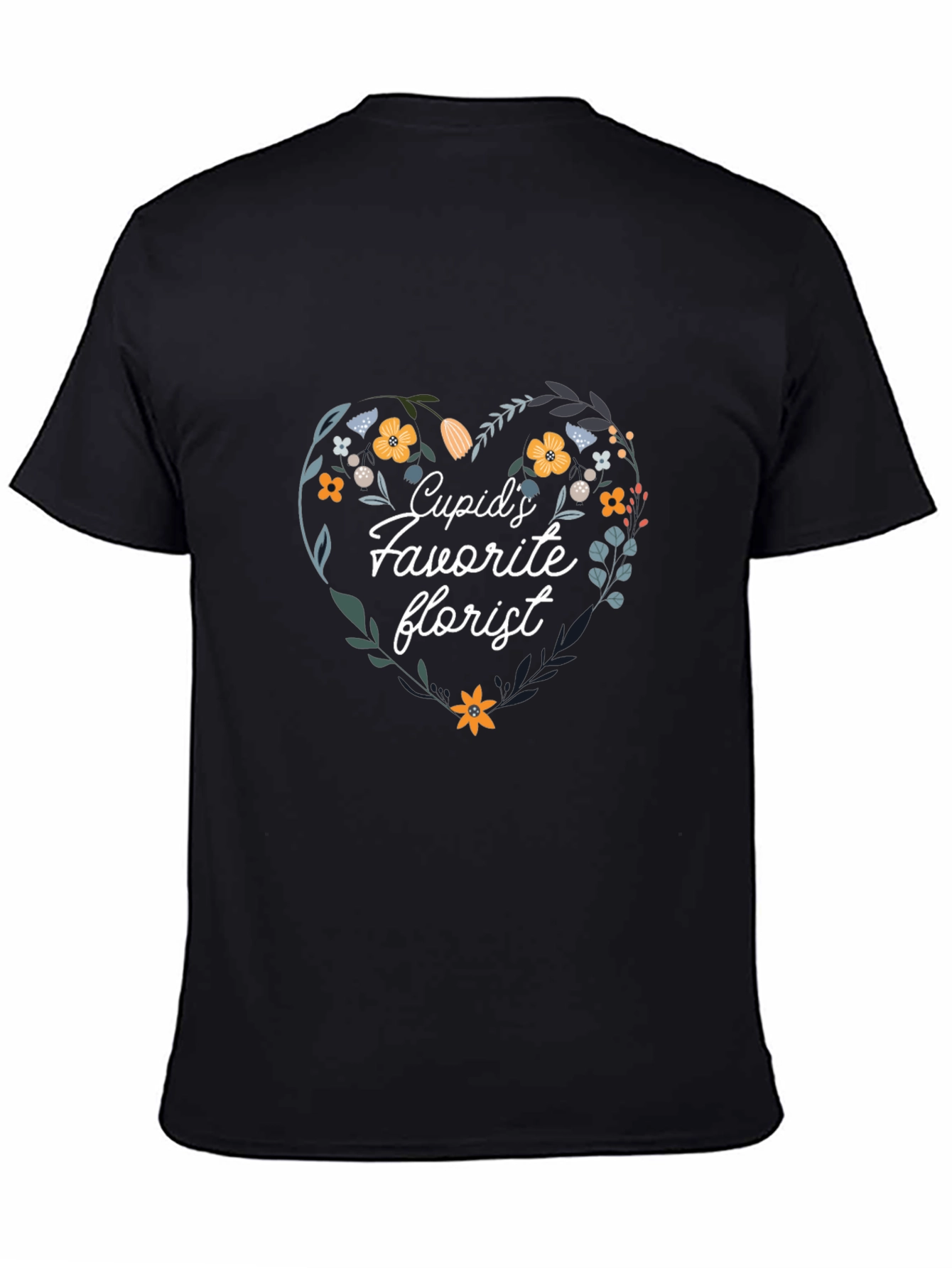 Black Cupid's Favorite Florist Black T-Shirt view 4