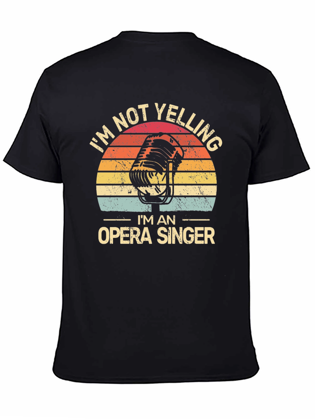 Black Opera Singer T-Shirt - "I'm Not Yelling" Retro Microphone Tee view 4