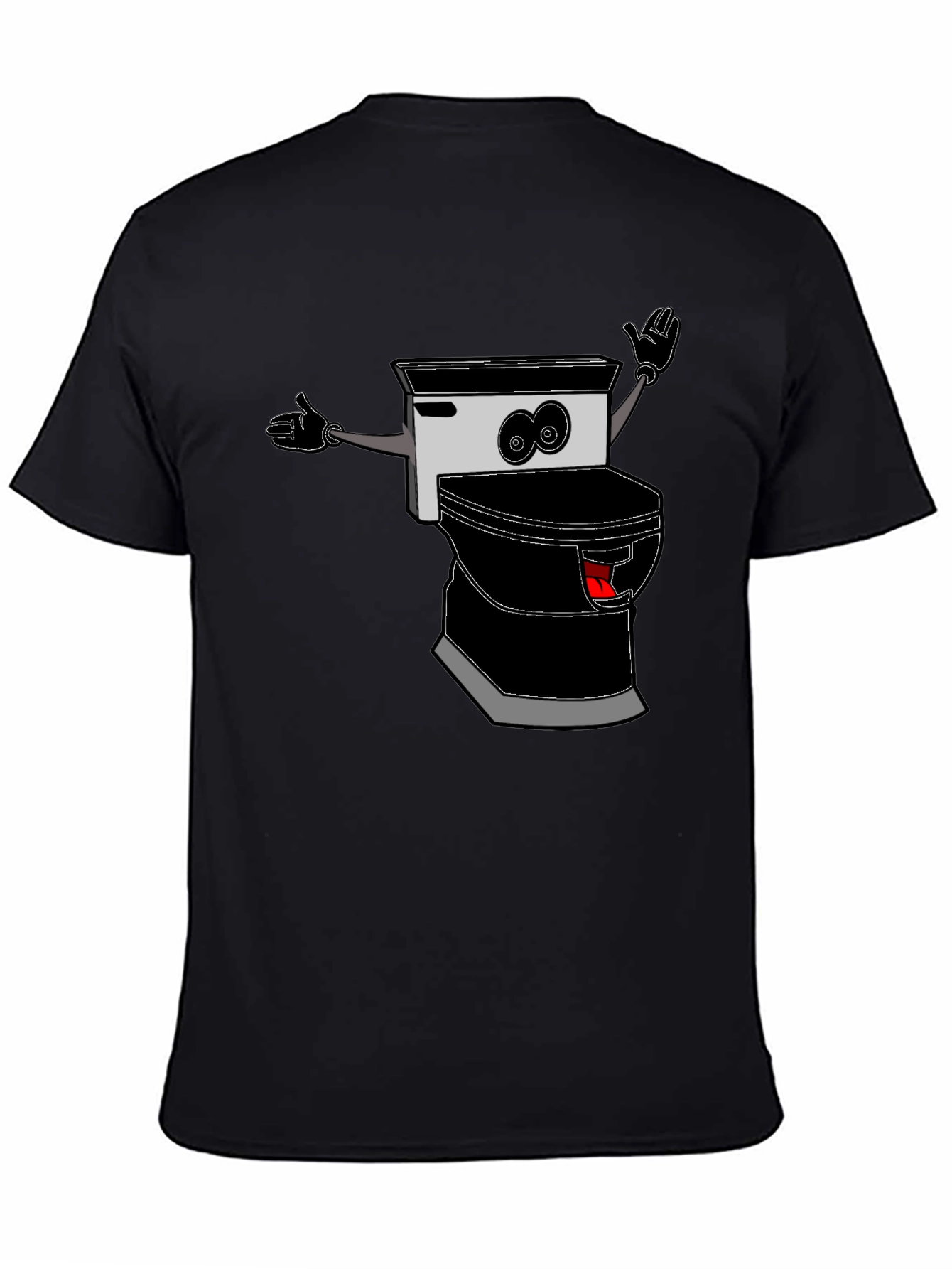 Black Funny Toilet Cartoon Graphic Tee view 4