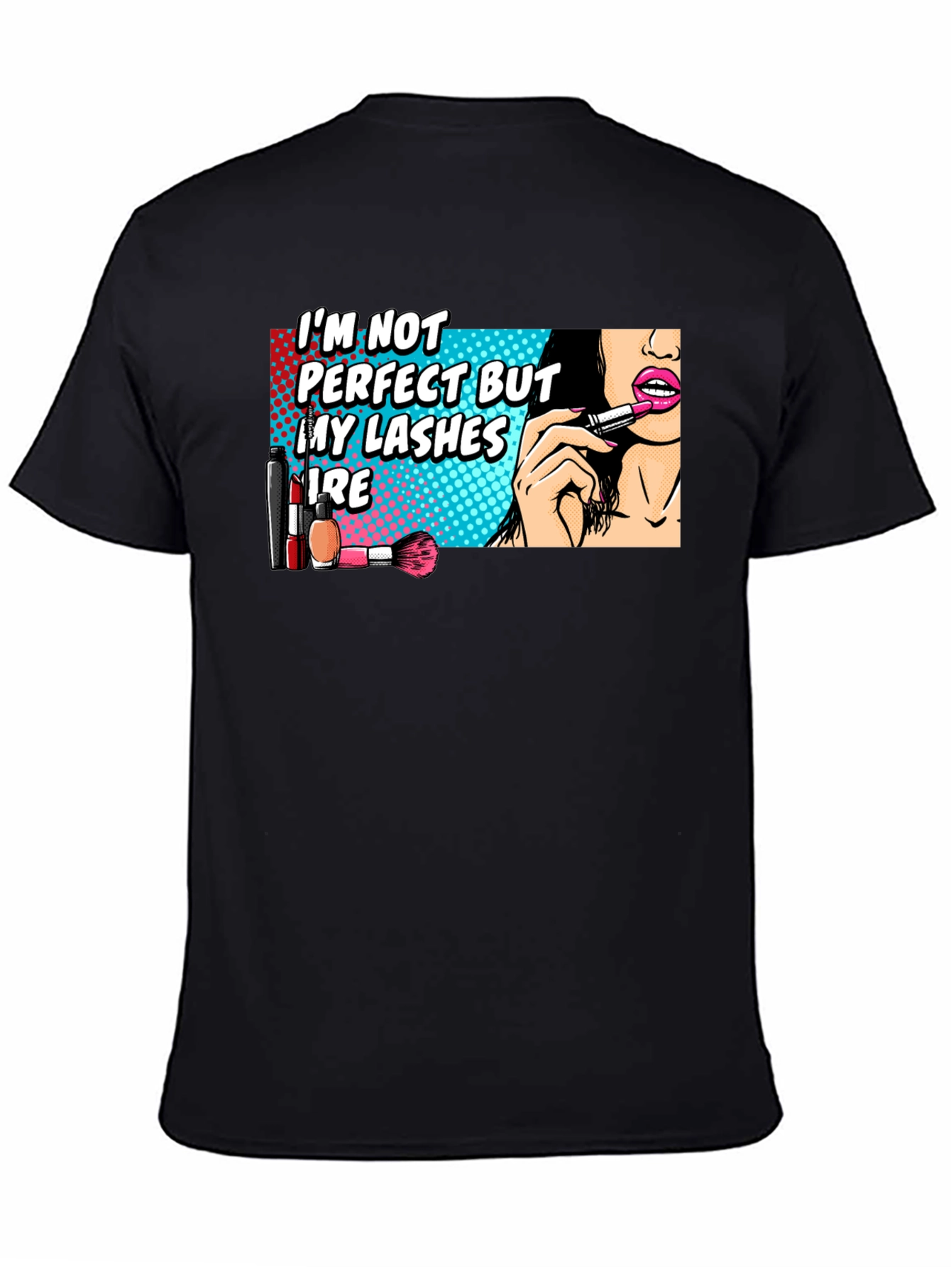 Black Funny Makeup Lover T-Shirt view 4