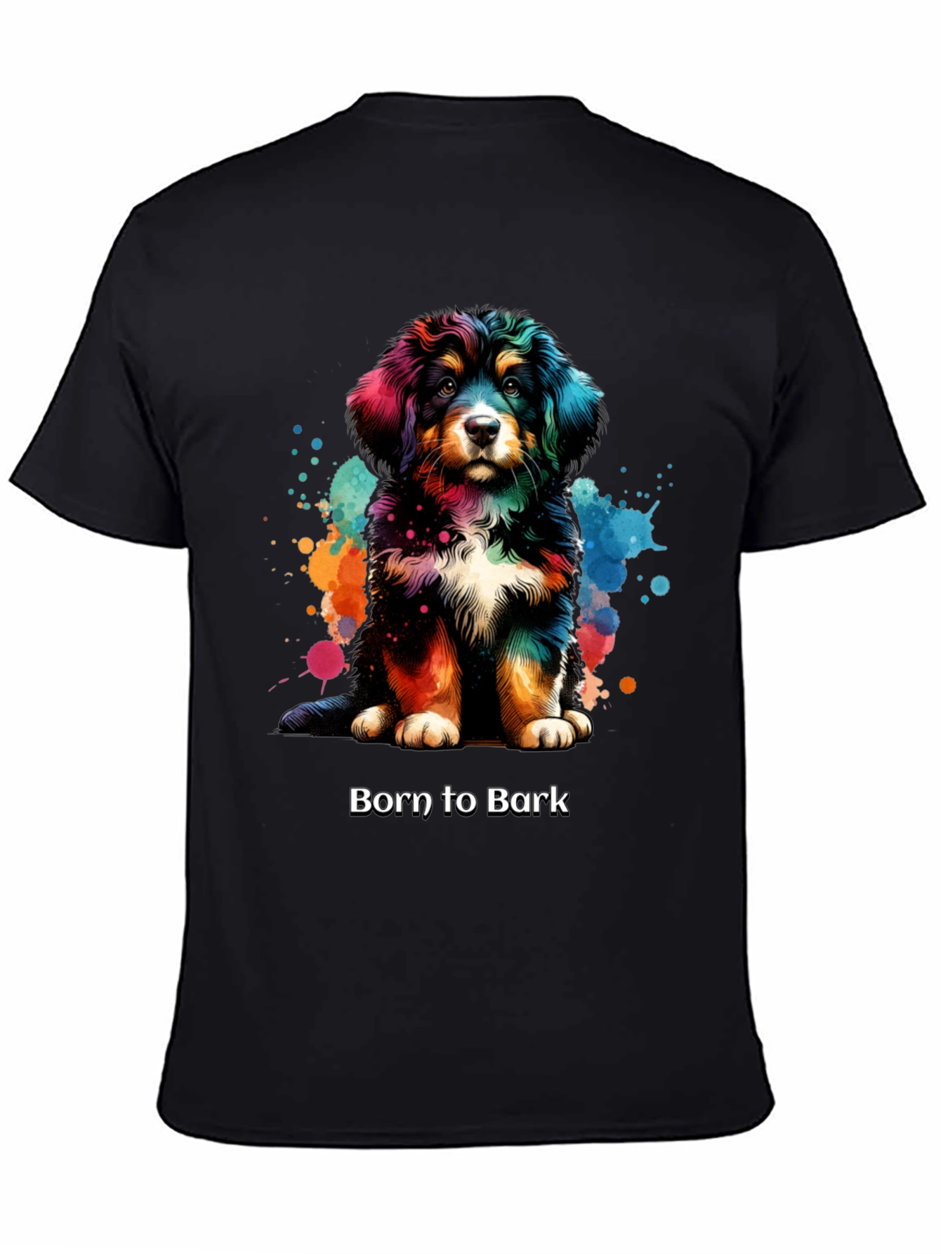 Black Born to Bark Dog T-Shirt view 4