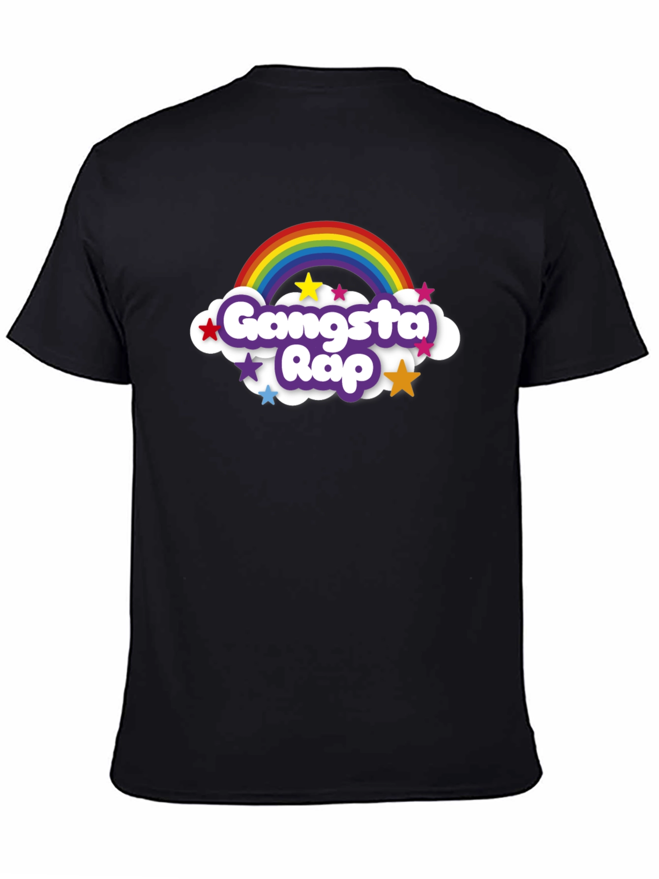 Black Gangsta Rap Rainbow Graphic T-Shirt - Black view 4