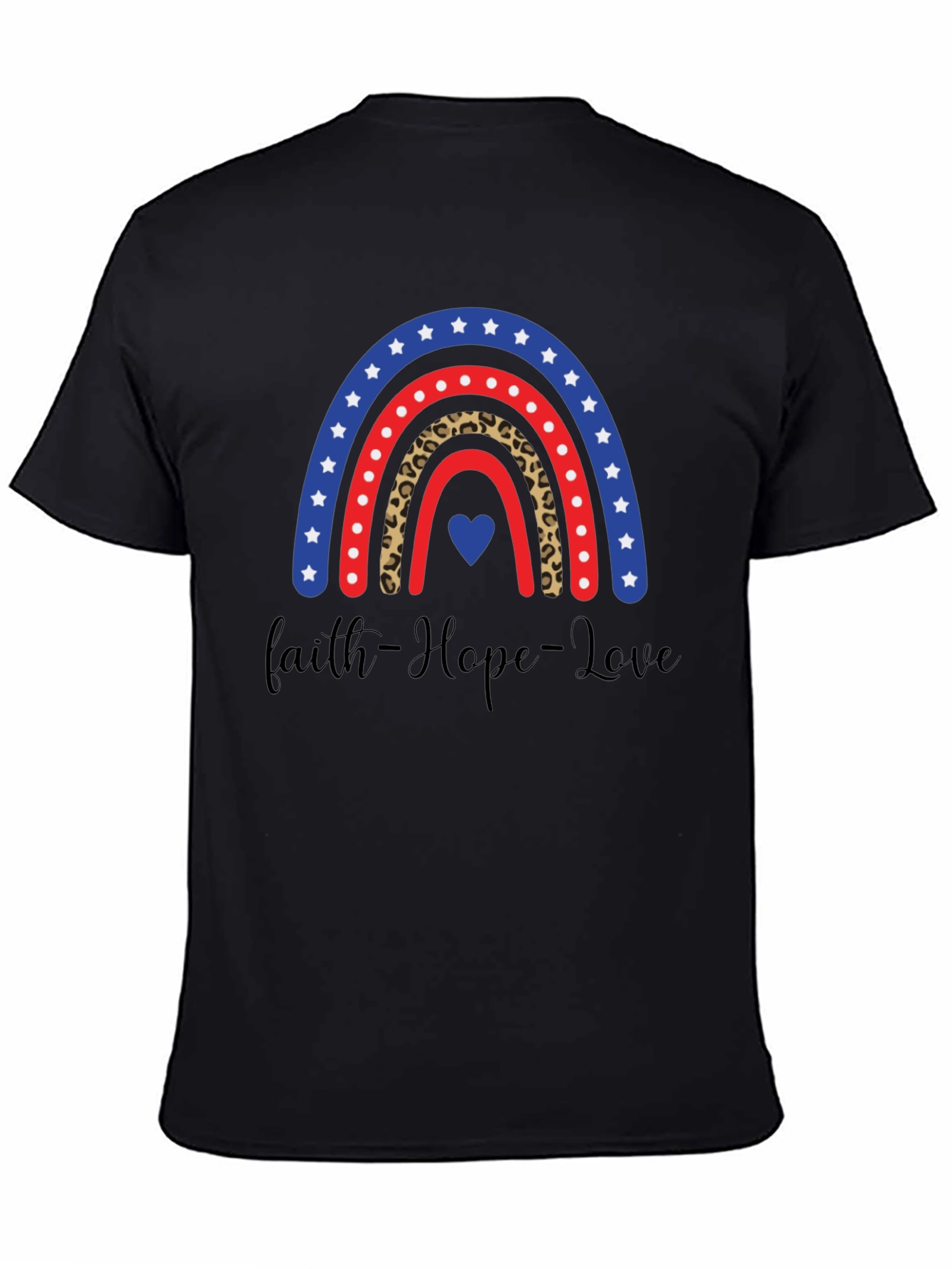 Black Faith Hope Love Rainbow Graphic Tee view 4