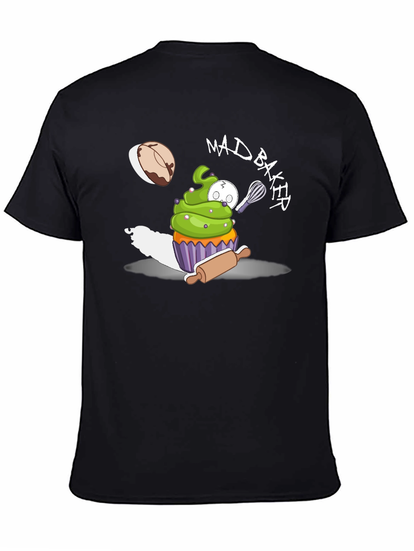 Black Mad Baker Cartoon Graphic T-Shirt view 4