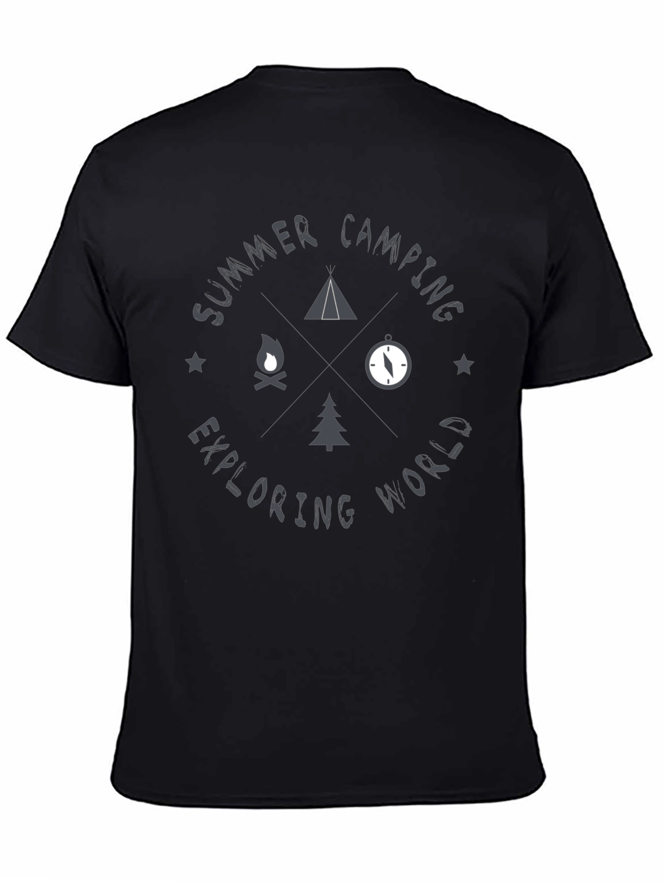 Black Summer Camping T-Shirt - Exploring World view 4