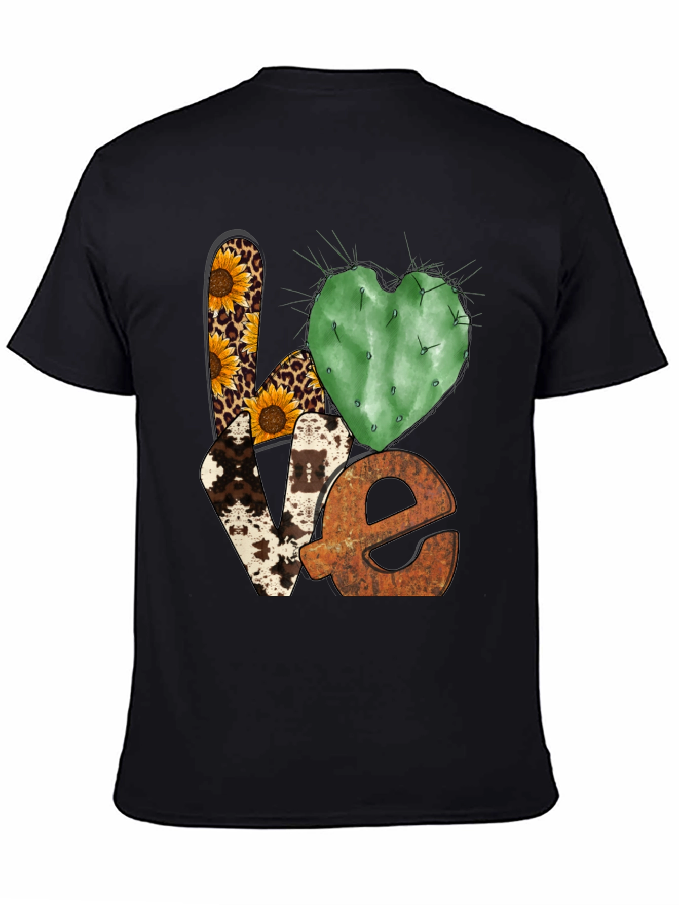 Black LOVE Western Graphic Tee - Cactus Heart view 4