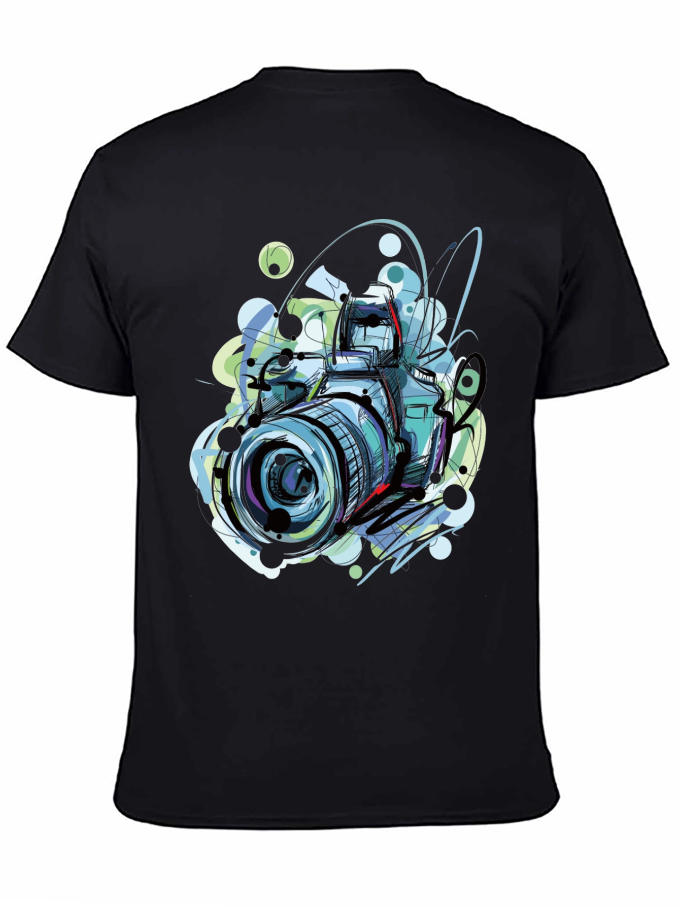 Black Camera Sketch Graphic Tee - Photographer T-Shirt view 4