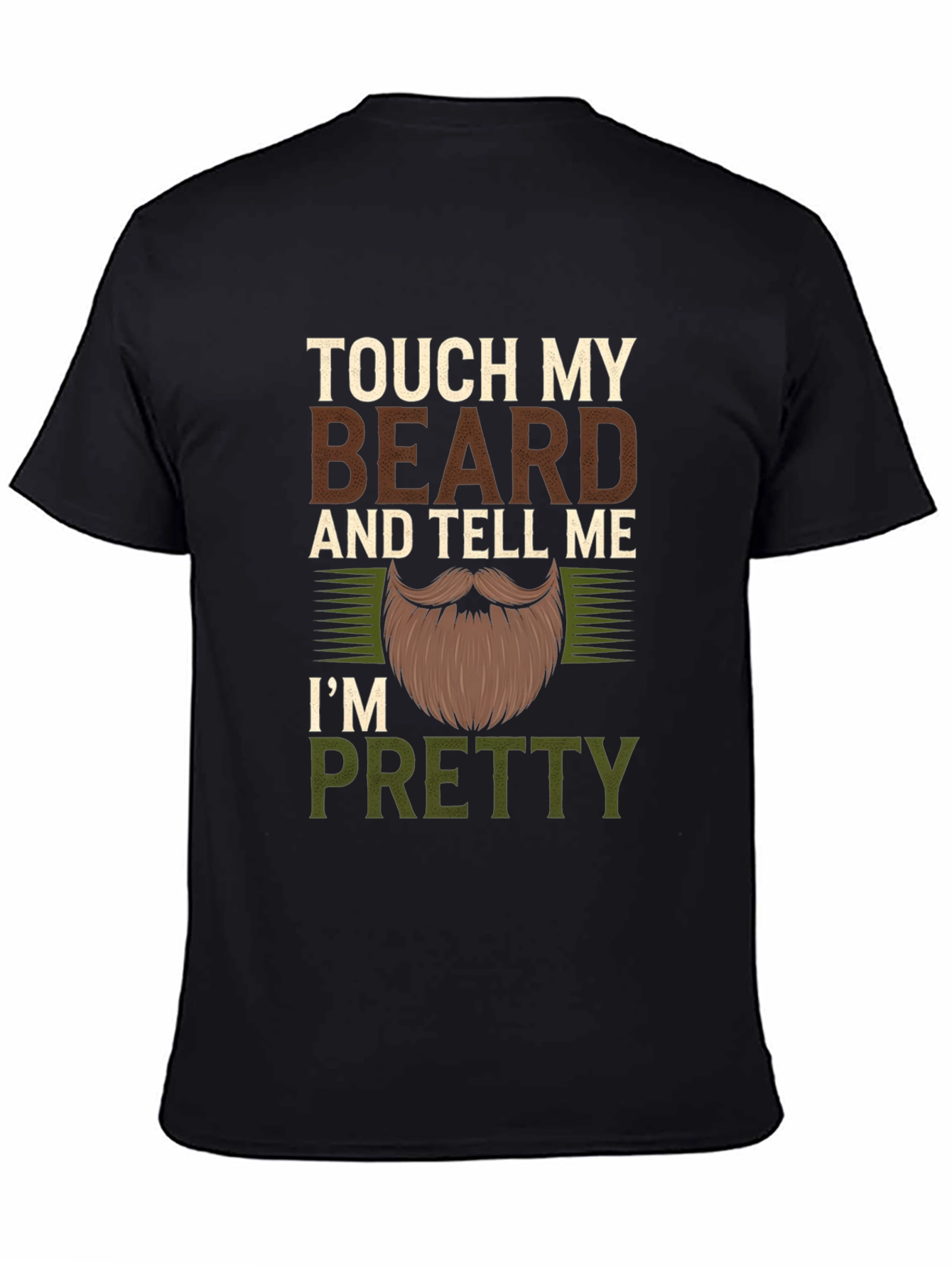 Black Touch My Beard Funny Men's Graphic T-Shirt view 4