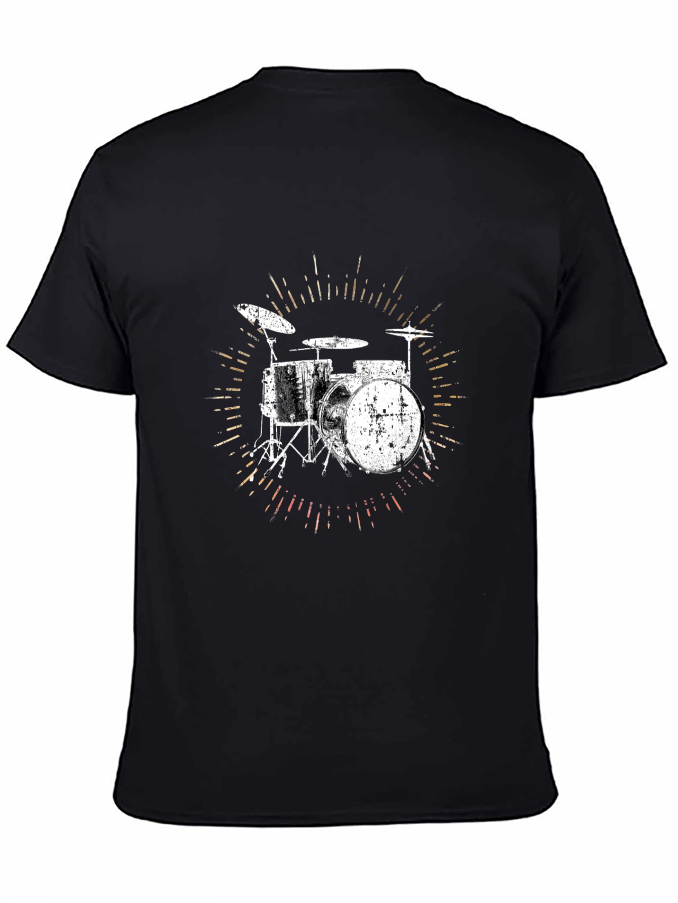 Black Drum Set Graphic T-Shirt - Black Cotton Tee view 4