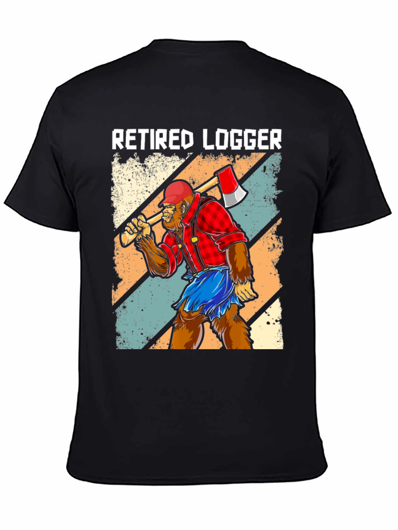 Black Retired Logger Bigfoot Graphic Tee view 4